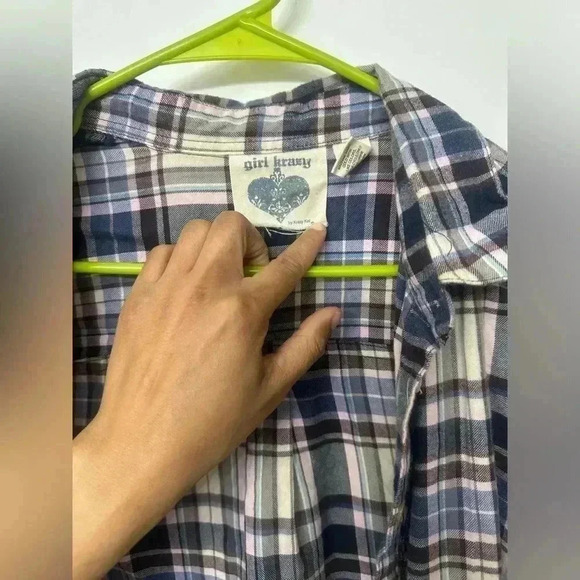 Super Comfy! Girl Krazy Flannel Button Down Long Sleeve Top / Women’s Size Small - Picture 9 of 15